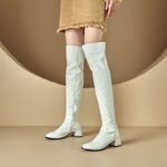 Cross-border foreign trade over-the-knee boots for women, elastic high boots, round toe, chunky heel, back zipper, fashionable plus-size women's shoes, - Image 7