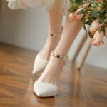 2024 New Style French Style High Heels Pointed Toe Stiletto Heels Lady Style with Skirt Chain Hollow Toe Sandals for Women - Image 5