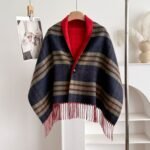 New Western Queen Mother Plaid Scarf Women Autumn and Winter Tassel Wool Cloak Double-sided Shawl Multi-functional Warm Scarf - Image 10