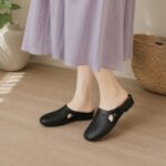 Women's leather woven hollow-out closed-toe slip-on sandals with internal height increase for summer 2026, popular style - Image 8