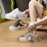 New Style Half-Slip Mesh Women's Shoes 2026 Spring and Summer Breathable Height-Increasing Thick-Soled Casual Shoes Fashion Slippers Cy-711 - Image 5