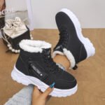 New winter women's snow boots, thick plush high-top cotton shoes, lace-up thick-soled non-slip short boots for women, outdoor - Image 4