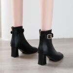 High-Heeled Short Boots for Women 2026 Autumn and Winter New Style Thick-Heeled Square-Toe High-Heeled Boots Slim Boots Martin Boots Women's Shoes Cross-Border - Image 9