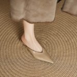 Pointed Toe Slip-On Mule Slippers for Women Summer Fashion Outer Wear Wedge Heel Toe Half Slippers - Image 2