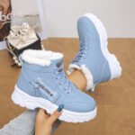 New winter women's snow boots, thick plush high-top cotton shoes, lace-up thick-soled non-slip short boots for women, outdoor - Image 3
