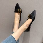 Chanel-Style Pointed-Toe Flat Shoes for Women, 2026 Spring New Color-Blocking Versatile Loafers, Shallow Soft-Soled Ballet Flats - Image 2
