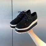 Foreign Trade British Style Spring and Autumn Baby-Style Thick-Soled Star-Patterned Platform Square-Toe Wedge Waterproof Striped Lace-Up Women's Shoes - Image 6