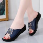 [Solid Bottom] Foreign Style Outgoing Fashion Joker Brand Mid-heel Non-slip Soft Bottom Women's Sandals and Slippers for Women - Image 8
