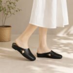 Women's leather woven hollow-out closed-toe slip-on sandals with internal height increase for summer 2026, popular style - Image 6