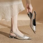 Light Luxury and High-End Feel 2026 New Style Chunky Heel High Heels for Women, Niche Metal Anti-Kick Toe Summer Low Heel Open-Back Sandals - Image 4