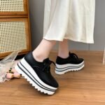 Plus Size British Style 2025 Spring & Fall Thick Platform Square Toe Wedge Heel Waterproof Platform Stripesd Platform Sole Lace-Up Women's Shoes - Image 5