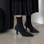 apricot Ankle Boots Women's Autumn and Winter Commuter High-heeled Naked Boots Korean Style Suede Thin Boots Pointed Toe Thin Heel Stingy Socks Boots - Image 7