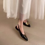 Plus-size elegant single shoes for women to pair with skirts, gentle evening style shoes, high-end versatile and comfortable French-style closed-toe sandals - Image 5