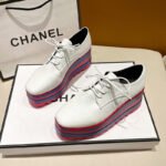Wholesale British wind spring and autumn baby thick bottom muffin square head slope heel waterproof platform striped lace-up lightweight women's shoes - Image 11