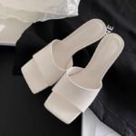 European-Style Fashionable Design Square-Toe Slip-On Sandals, New Casual Daily Wear, Commuter Style, Elegant High-Heeled Sandals - Image 3