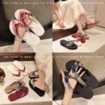 2026 Summer New Style Square Blue Diamond Wedge Flip-Flops for Women, Fashionable Clip-Toe Height-Increasing Non-Slip Beach Sandals - Image 7