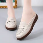 Summer Hollow-Out Closed-Toe Slippers for Women, Outdoor Wear, Rubber Sole, Flat, Middle-Aged and Elderly Retro Mom Shoes, Breathable Cool Slippers, Large Size - Image 5
