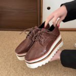 2026 Spring New Style Platform Thick-Soled Lace-Up Snake-Print Loafers for Women, Casual Wedge Platform Square-Toe Low-Top Shoes - Image 6