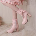 Lolita Women's Short Boots Martin Boots Women's All-match Women's Shoes Side Zipper High Heel Women's Boots Sweet Thick Heel Ankle Boots - Image 2