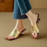 French-Style Sandals for Women, 2026 Summer New Fashion, One-Strap Irregular Heel, Open-Toe High-Heeled Sandals, Large Size