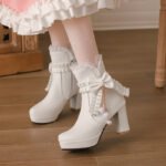 Lolita Women's Short Boots Martin Boots Women's All-match Women's Shoes Side Zipper High Heel Women's Boots Sweet Thick Heel Ankle Boots - Image 3