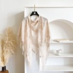 New Velvet Triangle Scarf, Lace Shawl, Hollow Tassel, Solid Color, Breathable, Fashionable, High-End Foreign Trade - Image 4