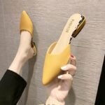 New 2026 Model Half-Summer Pointed-Toe Essential Slip-On Fashion Soft-Soled Slippers for Ladies, Suitable for Outdoor Wear and Commuting, in Yellow - Image 4