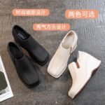 Women's Soft Leather Shoes with Hidden Height Increase, 2026 Spring and Autumn New Style, High-Heeled Deep-Cut Single Shoes, British Style Wedge Leather Shoes - Image 6