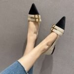 Chanel-Style Pointed-Toe Flat Shoes for Women, 2026 Spring New Color-Blocking Versatile Loafers, Shallow Soft-Soled Ballet Flats - Image 3