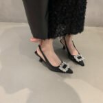 French Style Chanel High Heel Evening Toe Sandals Women's Shoes 2024 New Spring and Summer Rhinestone Pointed Shoes