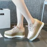 Foreign Trade British Style Spring and Autumn Baby-Style Thick-Soled Star-Patterned Platform Square-Toe Wedge Waterproof Striped Lace-Up Women's Shoes - Image 4
