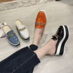 Women's thick-soled wedge closed toe slippers new autumn large size casual non-heel chain muffin slippers - Image 6