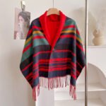 New Western Queen Mother Plaid Scarf Women Autumn and Winter Tassel Wool Cloak Double-sided Shawl Multi-functional Warm Scarf - Image 13