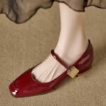 Soft Leather Elegant Chunky Heel Single Shoes for Women 2026 New Spring French Style Stunning Mary Jane Shoes Red Women's Leather Shoes - Image 4
