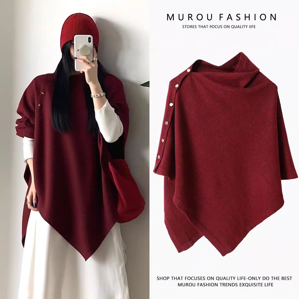 O1CN01cVisWq1hMxumNctvu_!!2214882294264-0-cib 2025 New Style Shawl for Women, Spring & Fall Fashion, Versatile Diagonal Buckle, Loose, High-End Cape, Decorative Scarf and Cape - Image 1