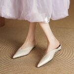 Pointed Toe Slip-On Mule Slippers for Women Summer Fashion Outer Wear Wedge Heel Toe Half Slippers - Image 7