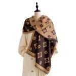 Diamond-shaped floral double-sided jacquard faux cashmere scarf for women, shawl with tassel design, autumn and winter artistic outerwear - Image 5