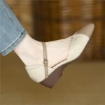 Women's Soft Leather Wedge Sandals with Hollow Design, 2026 New Spring/Summer Color-Blocking Mid-Heel Versatile Roman Shoes - Image 7