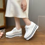 Plus Size British Style 2025 Spring & Fall Thick Platform Square Toe Wedge Heel Waterproof Platform Stripesd Platform Sole Lace-Up Women's Shoes - Image 6