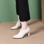 Genuine Leather Deep-Mouth High-Heeled Shoes for Women 2025 Spring and Autum New Pointed Toe Medium Heel Soft Sole Versatile Professional Small Leather Shoes for Women - Image 3