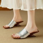 French-Style Sandals for Women, 2026 Summer New Fashion, One-Strap Irregular Heel, Open-Toe High-Heeled Sandals, Large Size - Image 6