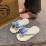New Trendy Butterfly Orchid Flip-Flops for Women, Beach Non-Slip Sandals with Thick Soles for Summer Outdoor Wear, Eva