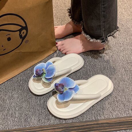 O1CN01hTAhPt2MYJxExDPoI_!!2216010929839-0-cib New Trendy Butterfly Orchid Flip-Flops for Women, Beach Non-Slip Sandals with Thick Soles for Summer Outdoor Wear, Eva - Image 1