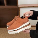 2026 Spring New Style Platform Thick-Soled Lace-Up Snake-Print Loafers for Women, Casual Wedge Platform Square-Toe Low-Top Shoes - Image 4