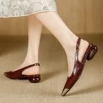 Light Luxury and High-End Feel 2026 New Style Chunky Heel High Heels for Women, Niche Metal Anti-Kick Toe Summer Low Heel Open-Back Sandals - Image 9