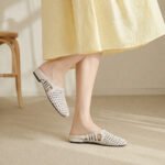 Women's leather woven hollow-out closed-toe slip-on sandals with internal height increase for summer 2026, popular style - Image 7