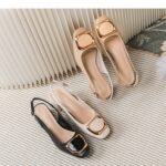 Women's summer sandals with thick heels, 2026 new model, soft leather, open-back high-heeled shoes for mothers, large size, French square-toed shoes - Image 8