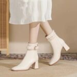 High-Heeled Short Boots for Women 2026 Autumn and Winter New Style Thick-Heeled Square-Toe High-Heeled Boots Slim Boots Martin Boots Women's Shoes Cross-Border - Image 3