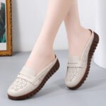 Summer Hollow-Out Closed-Toe Slippers for Women, Outdoor Wear, Rubber Sole, Flat, Middle-Aged and Elderly Retro Mom Shoes, Breathable Cool Slippers, Large Size - Image 8