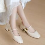 Soft Leather Elegant Chunky Heel Single Shoes for Women 2026 New Spring French Style Stunning Mary Jane Shoes Red Women's Leather Shoes - Image 2